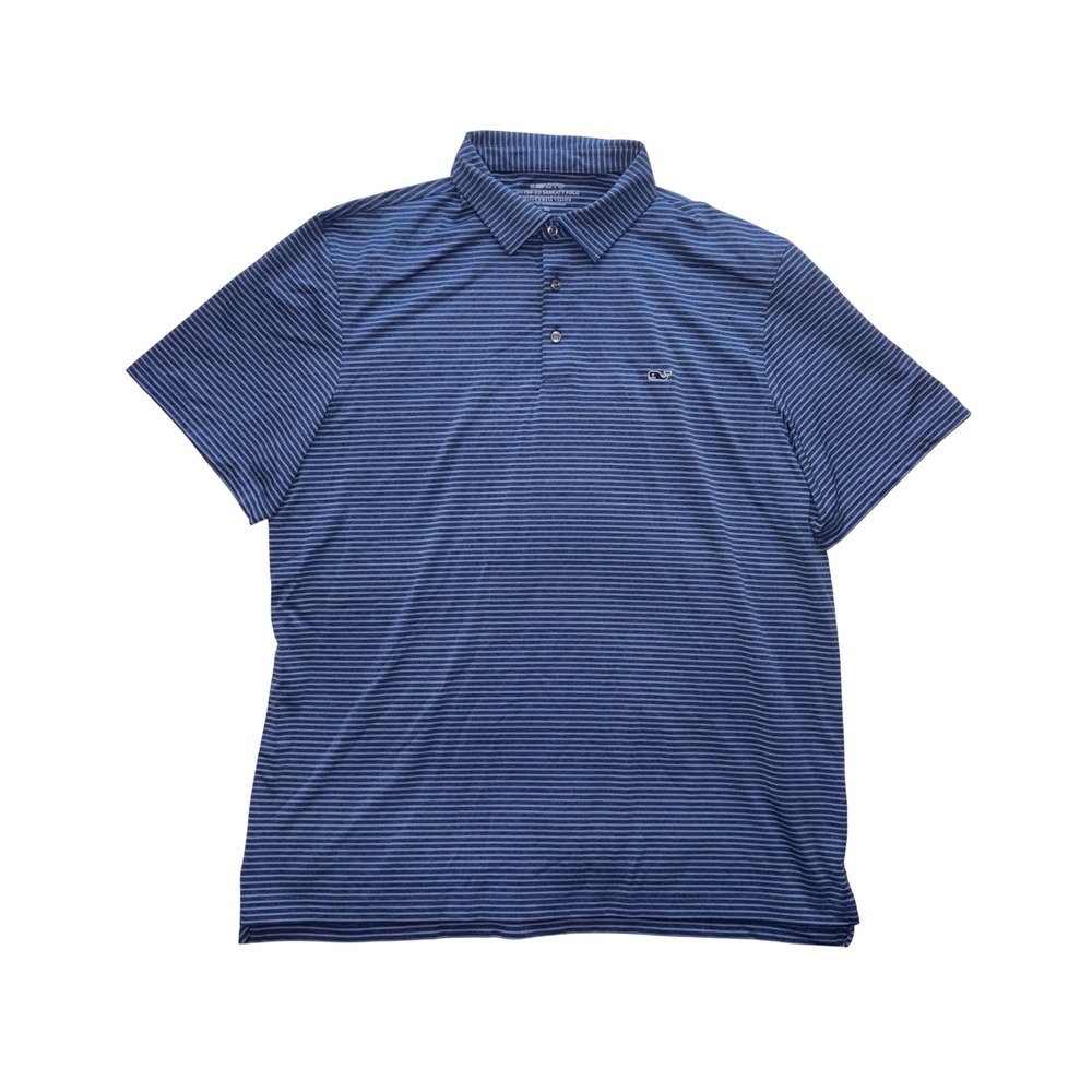VINEYARD VINES Sankaty Polo Men XL Blue Striped Performance OTG 1G010159